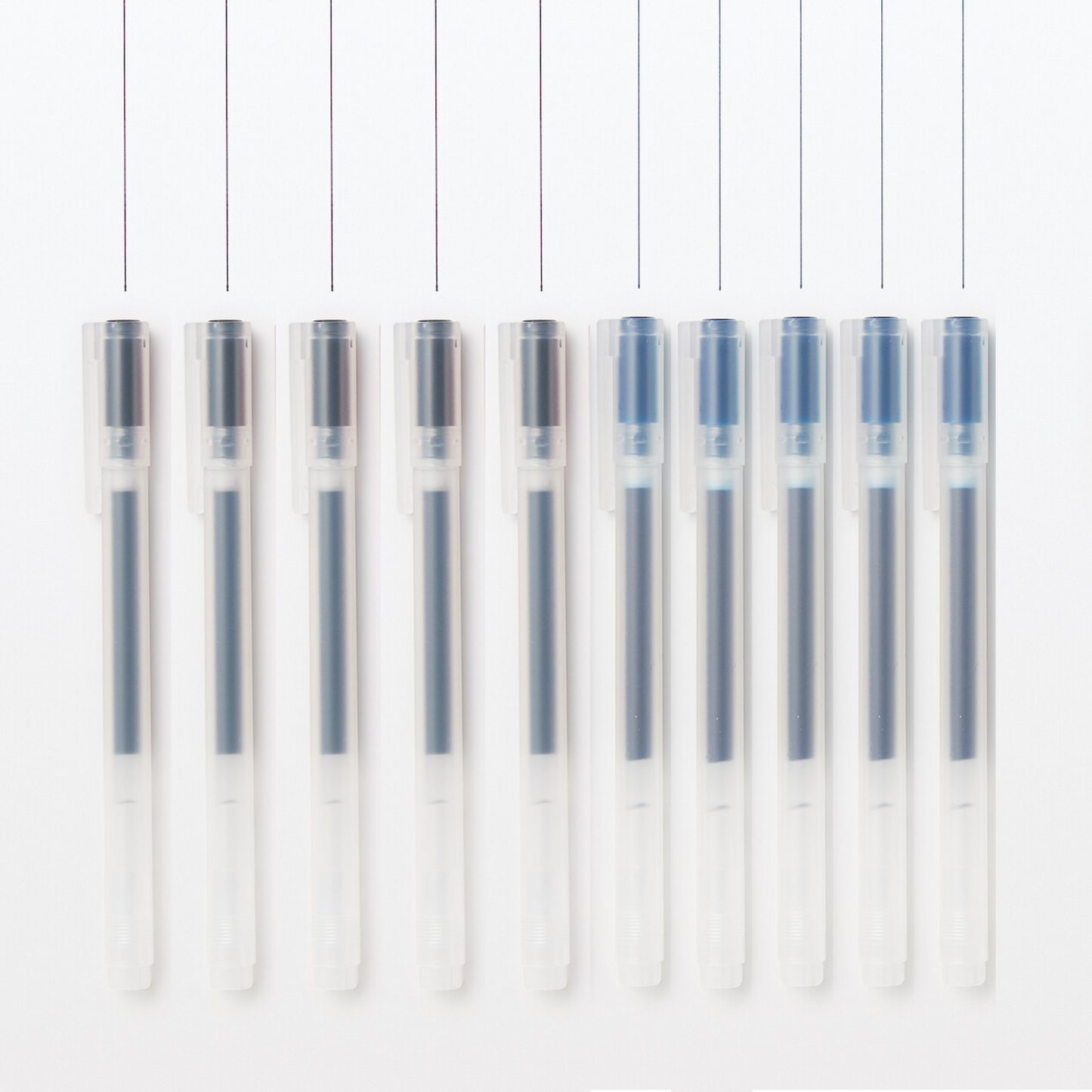 Coloured Gel Pen with Cap – Set of 10 (5 Black & 5 Navy)