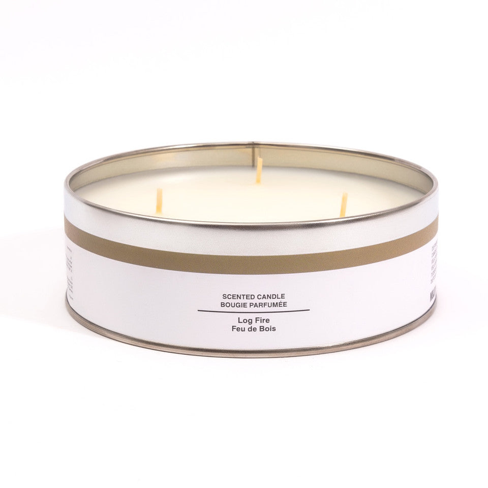 Large 3‐Wick Log Fire Tin Candle