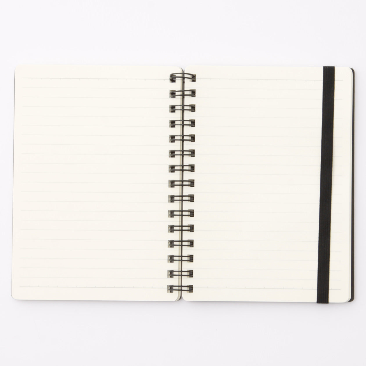 High Quality Paper Double Ring Notebook with Rubberband Black A6