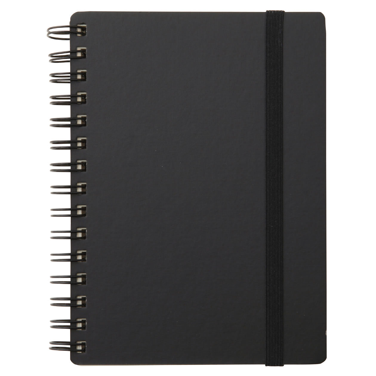 High Quality Paper Double Ring Notebook with Rubberband Black A6