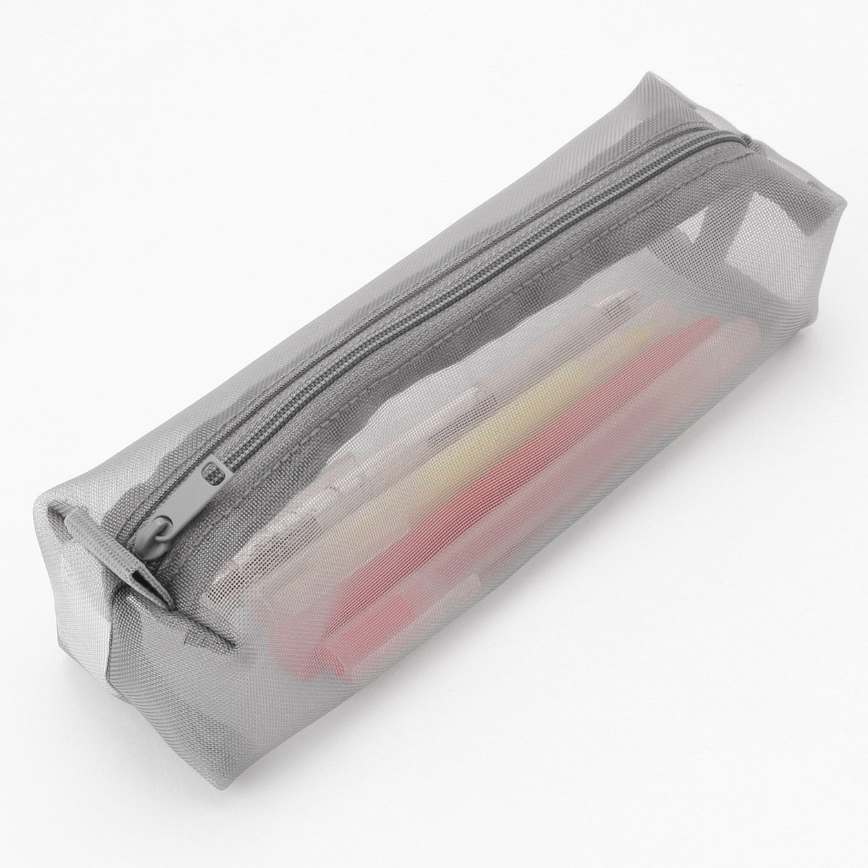 NYLON MESH PEN CASE SQUARE GREY