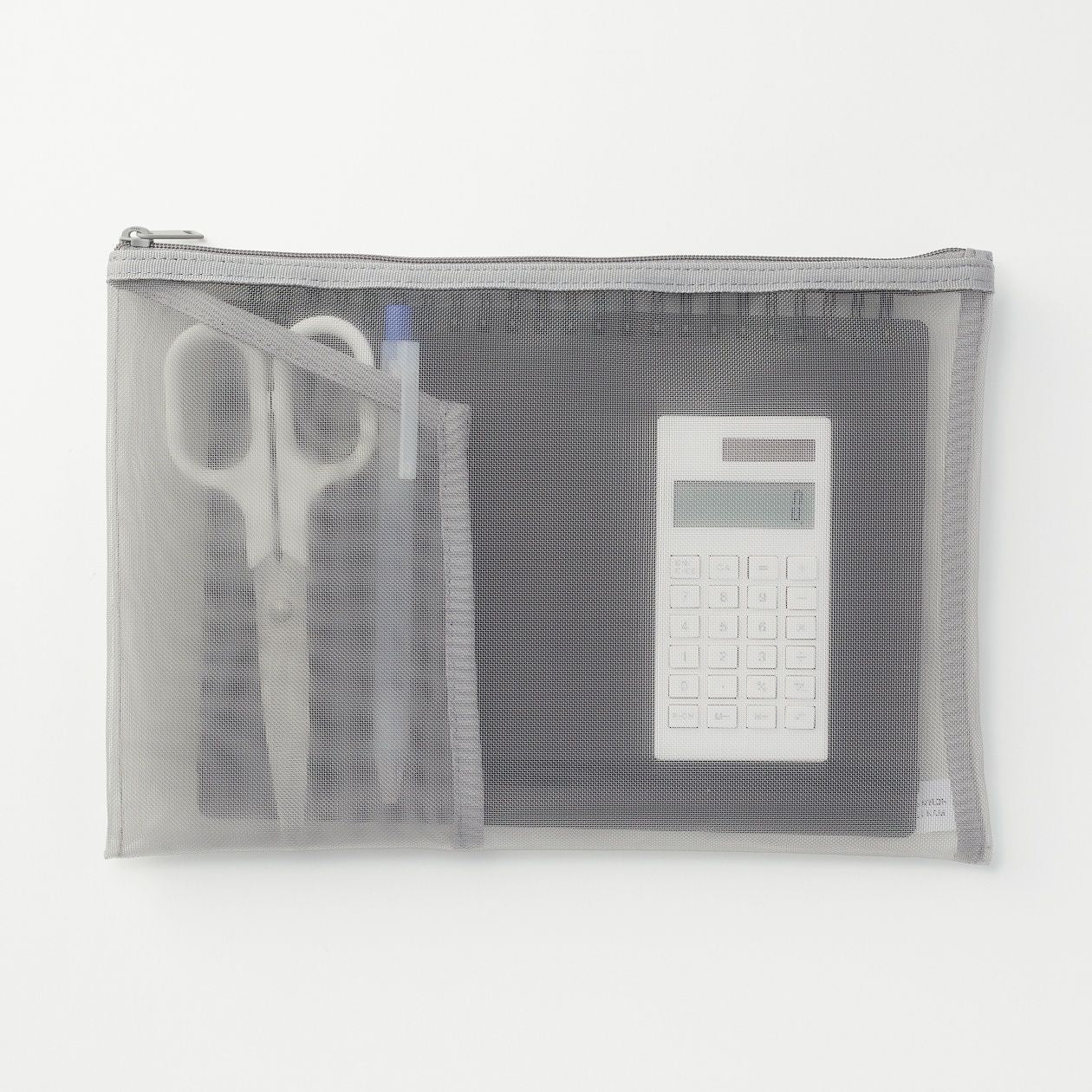 NYLON POUCH WITH POCKET GREY A5