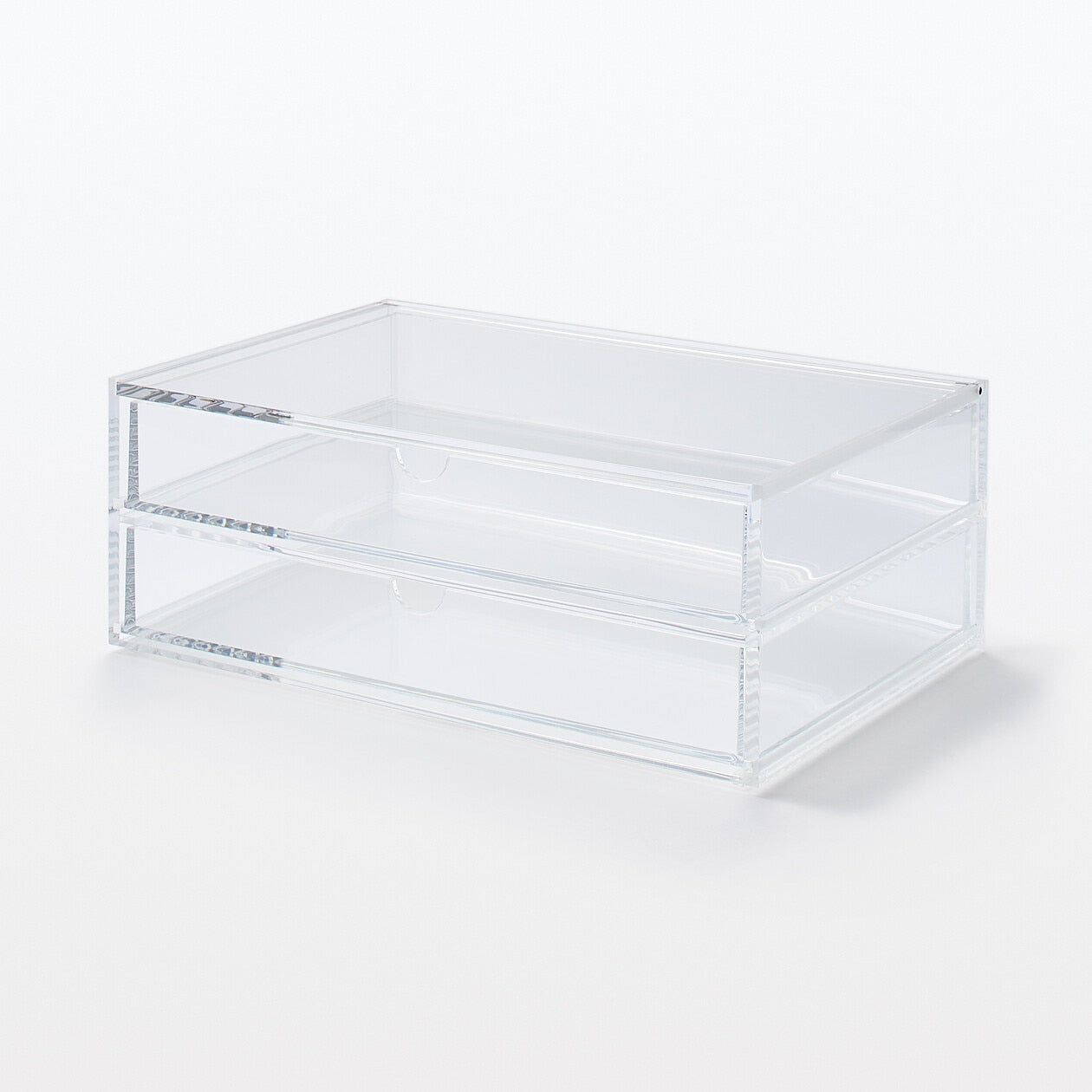 STACKABLE ACRYLIC FLIP TOP BOX - 2 DRAWER - WIDE
