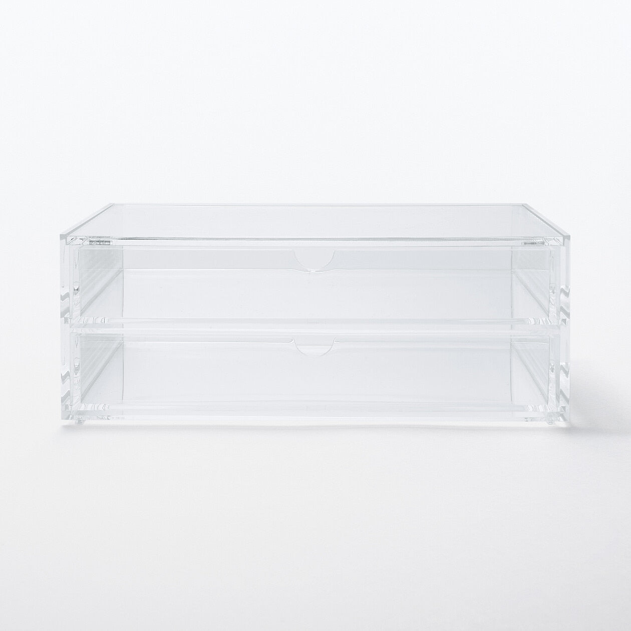 STACKABLE ACRYLIC FLIP TOP BOX - 2 DRAWER - WIDE