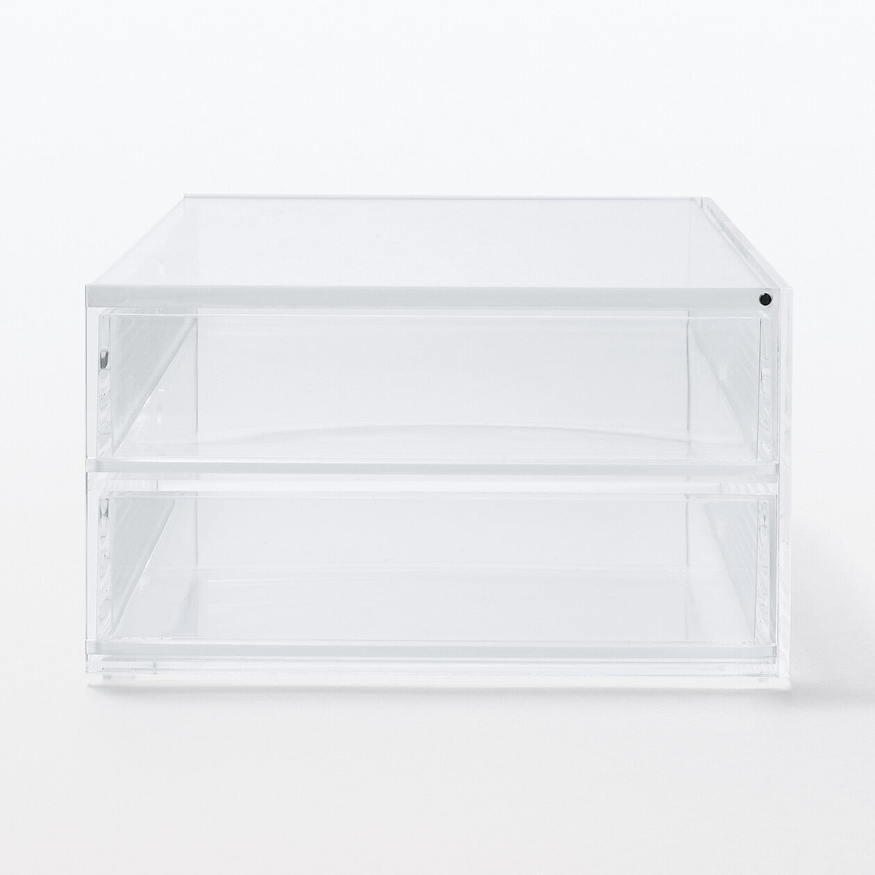 STACKABLE ACRYLIC FLIP TOP BOX - 2 DRAWER - WIDE