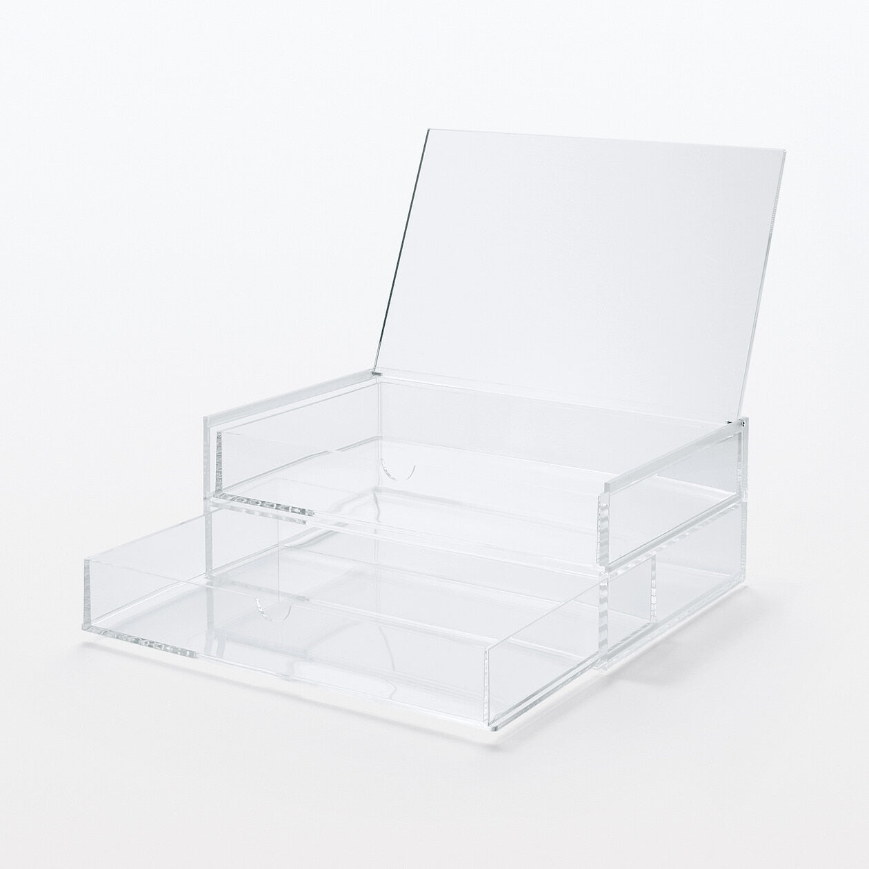 STACKABLE ACRYLIC FLIP TOP BOX - 2 DRAWER - WIDE