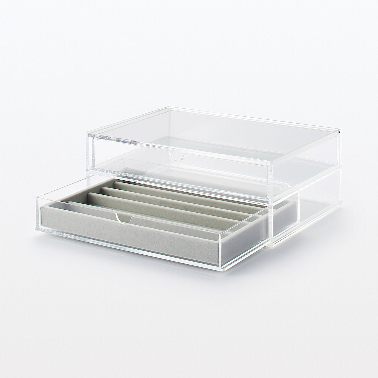STACKABLE ACRYLIC FLIP TOP BOX - 2 DRAWER - WIDE