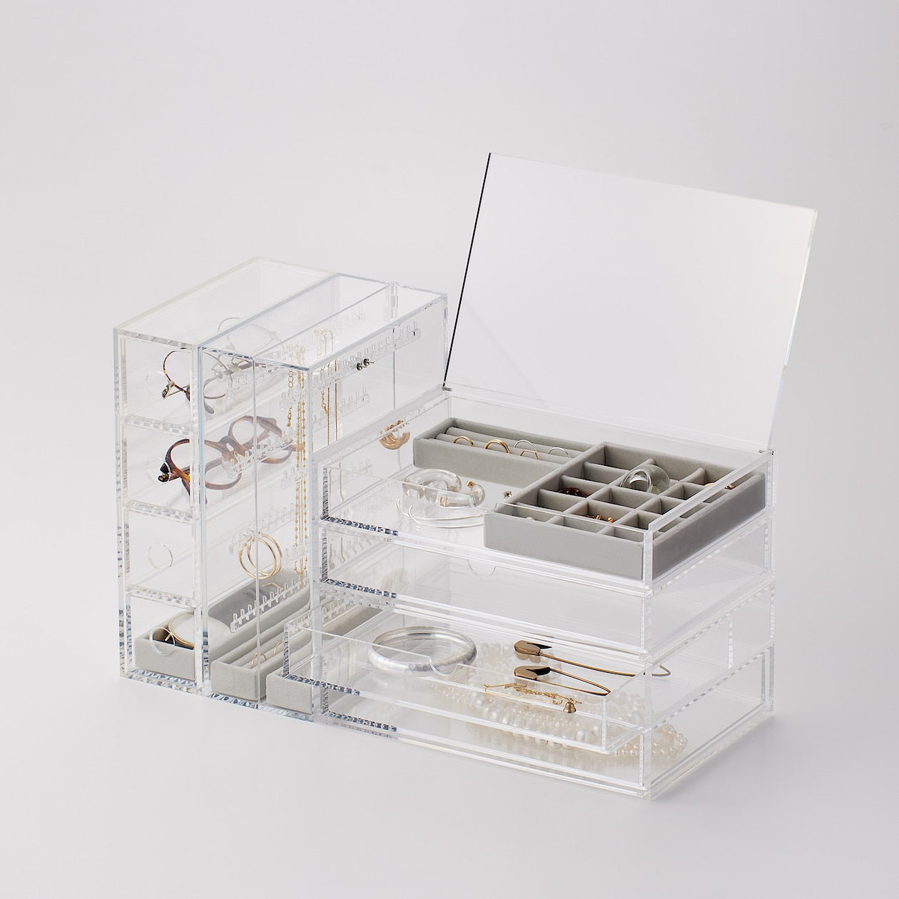 STACKABLE ACRYLIC FLIP TOP BOX - 2 DRAWER - WIDE