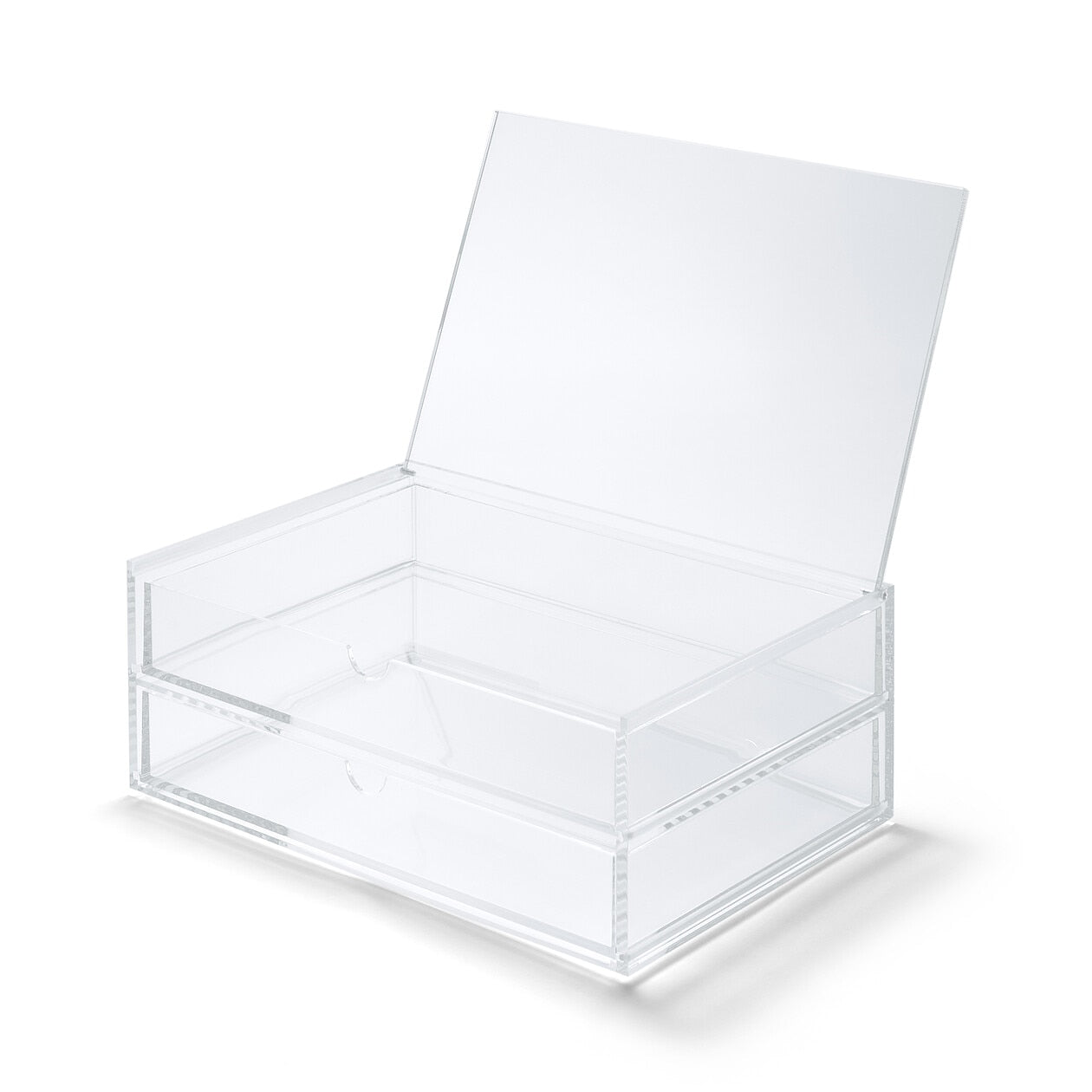 STACKABLE ACRYLIC FLIP TOP BOX - 2 DRAWER - WIDE