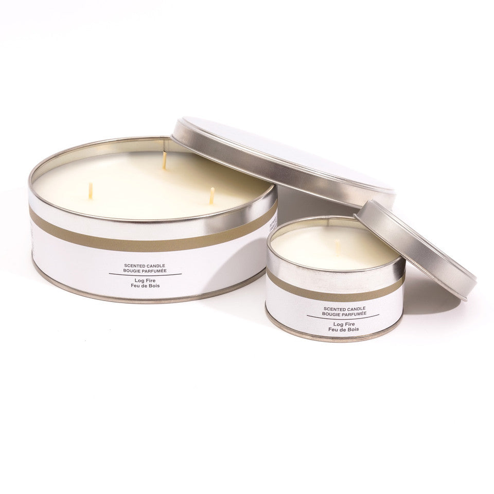 Large 3‐Wick Log Fire Tin Candle