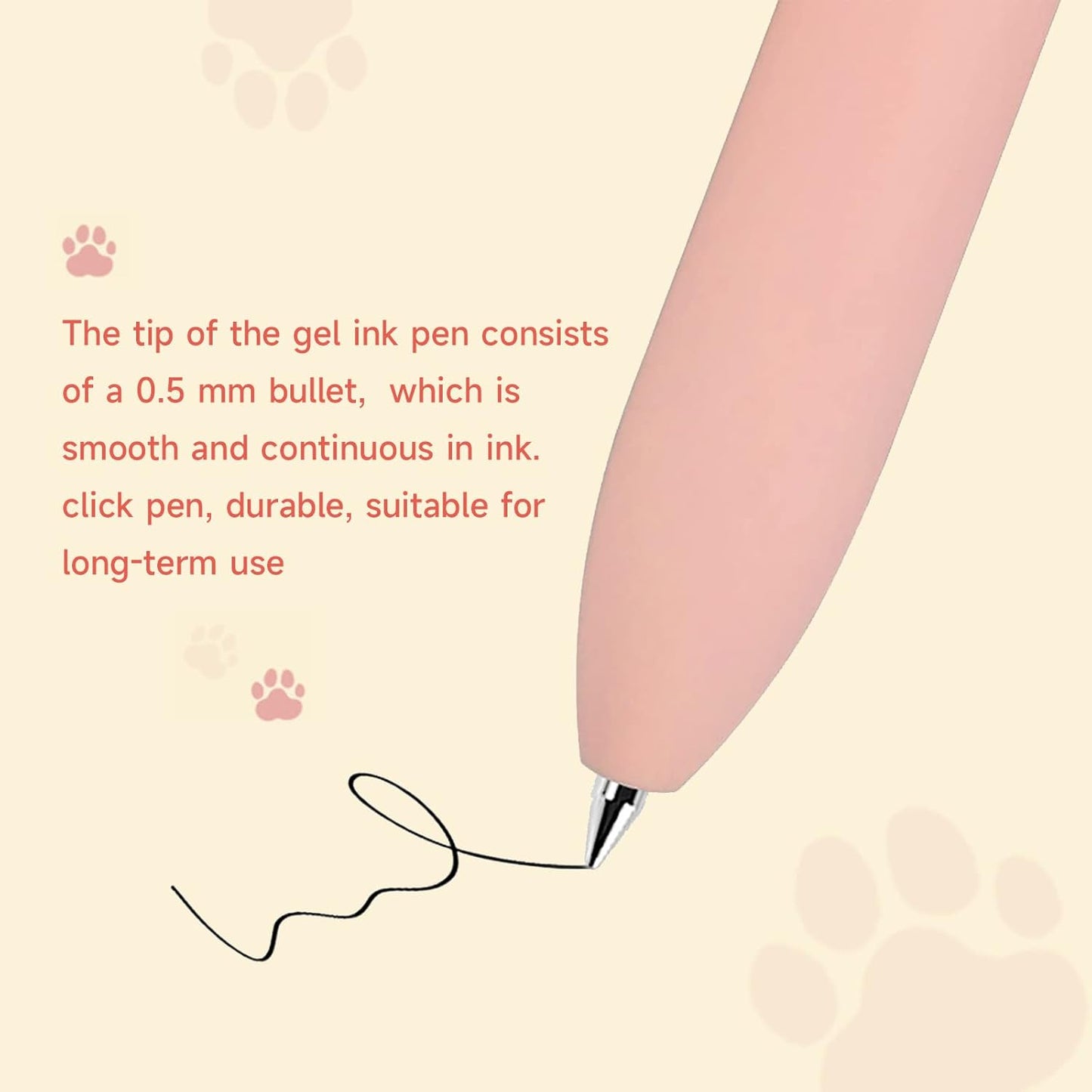 Gel Ink Pens – 0.5mm Fine Point Black Ink | Cat-Themed Pastel Set of 4