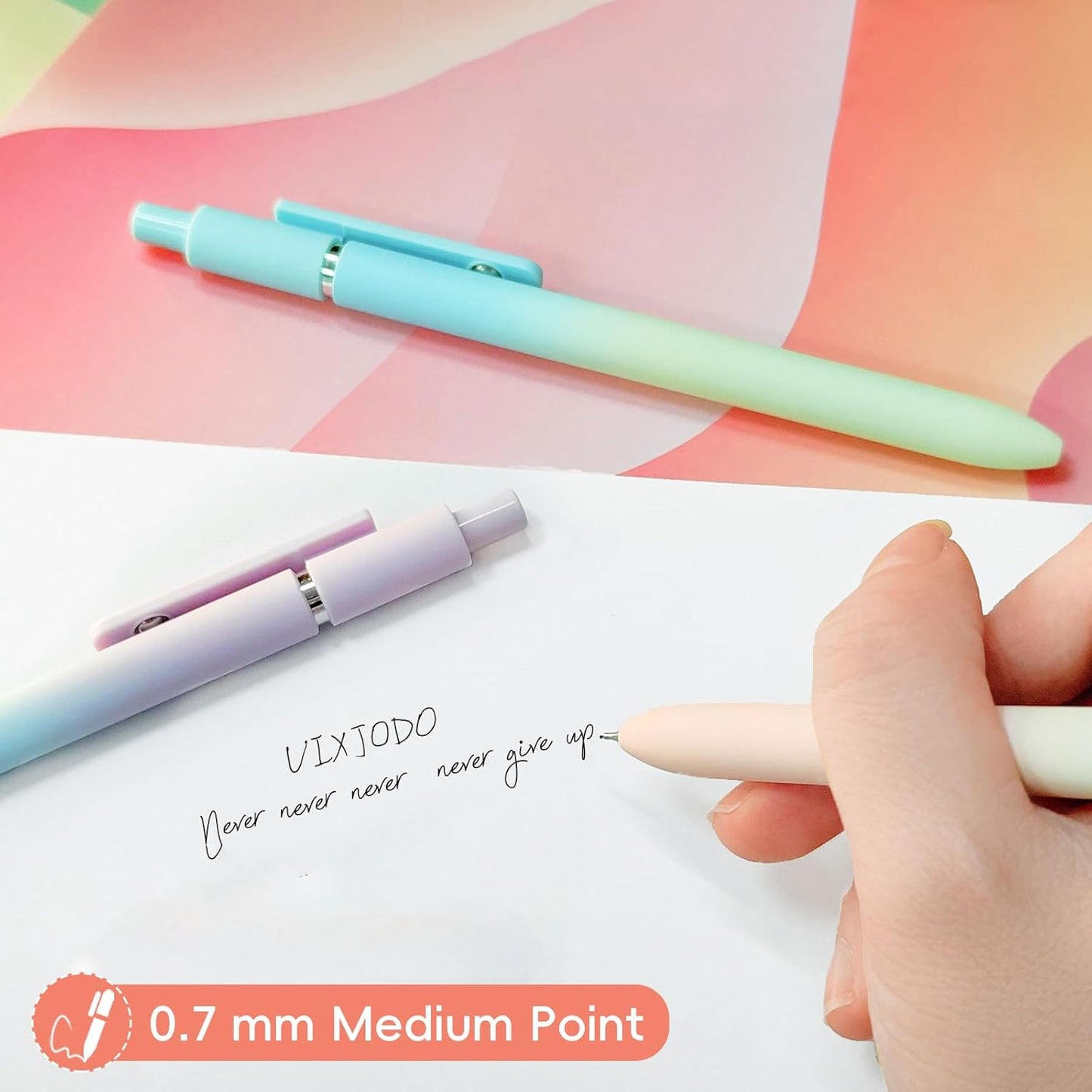Aurora Gradient Gel Ink Pens – 0.5mm Fine Point | Black Ink | Retractable | 5-Pack