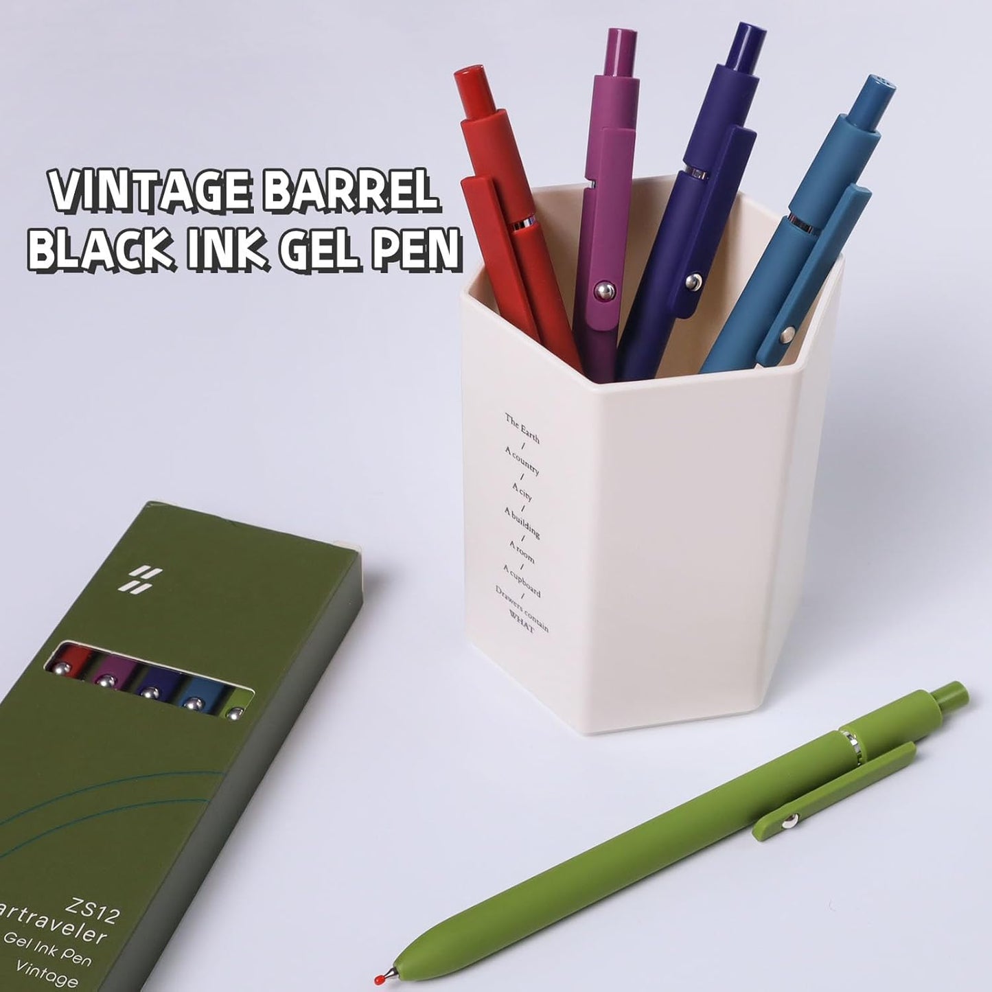 Gel Ink Pens Set, 0.5mm Fine Point Black Ink, Soft Silicone Grip, Retractable Design (5 Pcs Morandi)