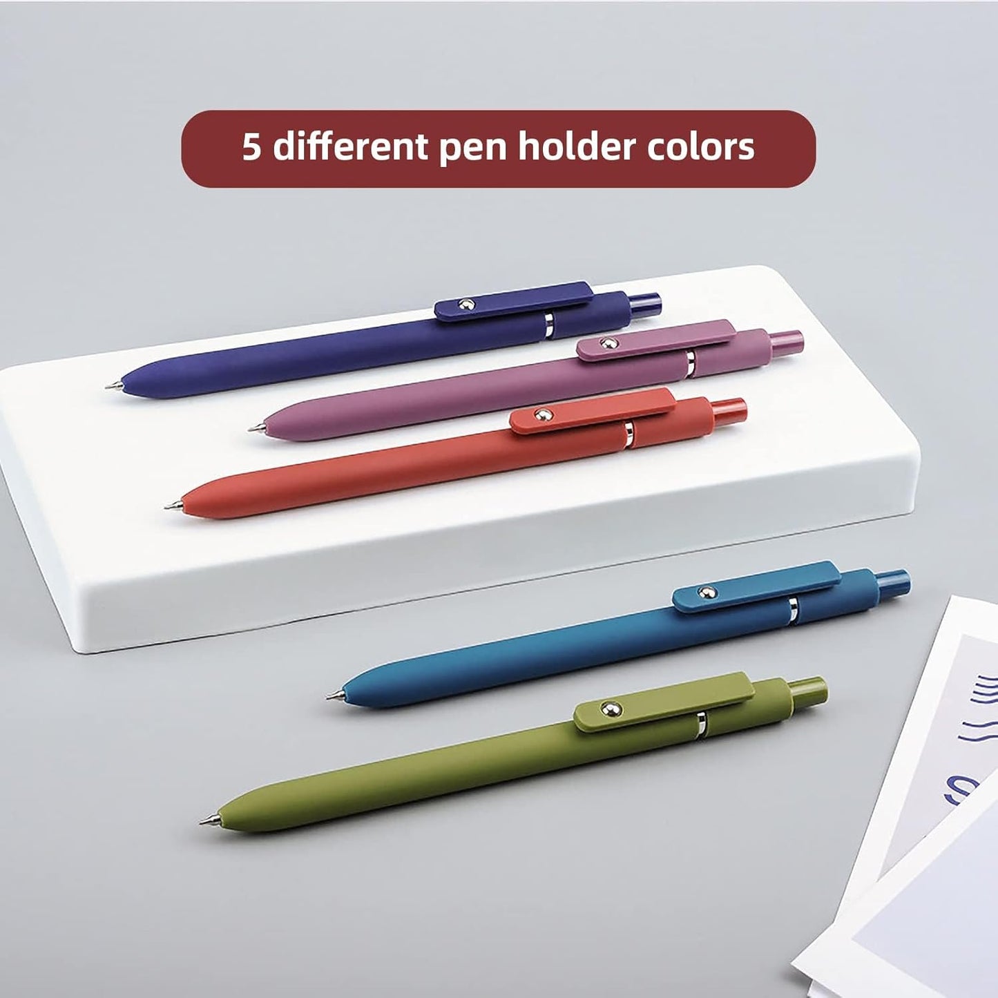 Gel Ink Pens Set, 0.5mm Fine Point Black Ink, Soft Silicone Grip, Retractable Design (10 Pcs Vintage)