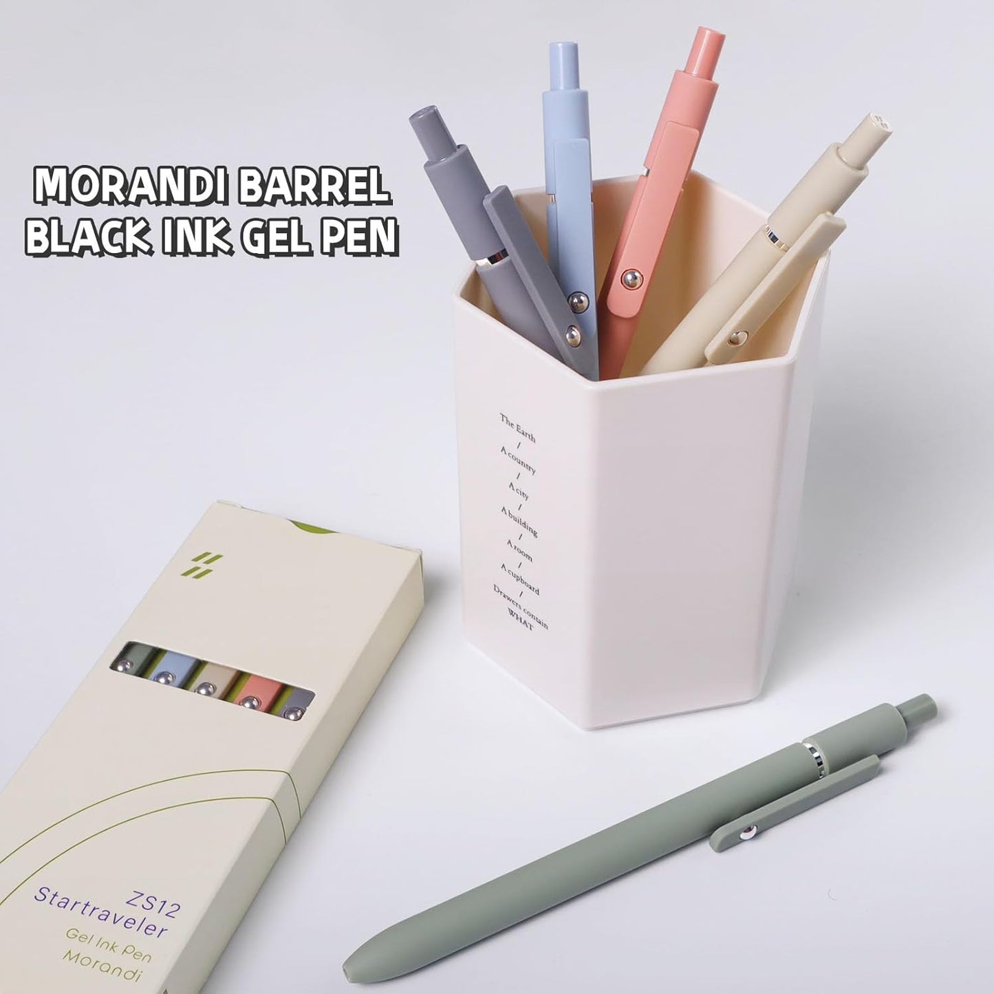 Gel Ink Pens Set, 0.5mm Fine Point Black Ink, Soft Silicone Grip, Retractable Design (10 Pcs Morandi)