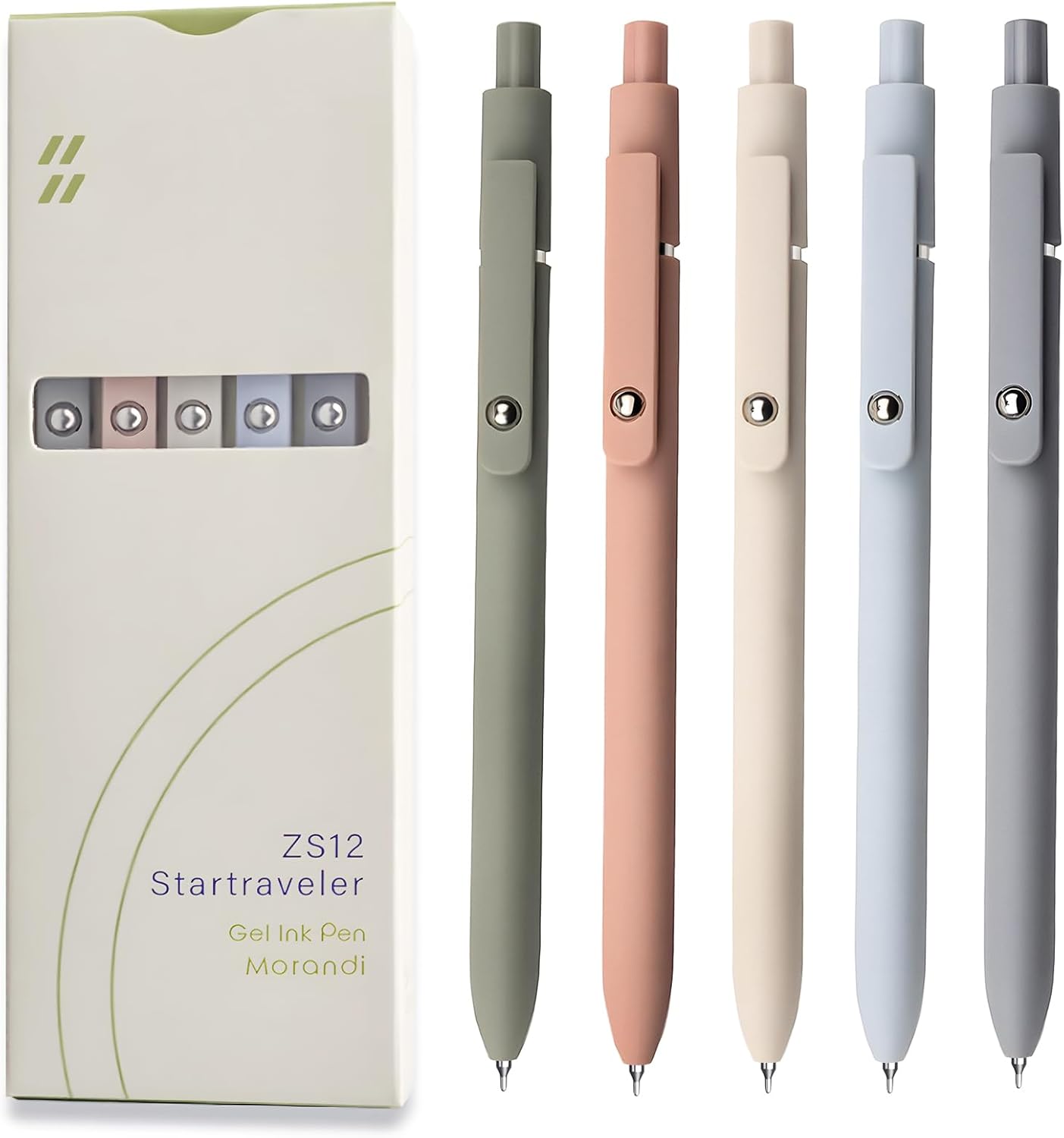 Gel Ink Pens Set, 0.5mm Fine Point Black Ink, Soft Silicone Grip, Retractable Design (5 Pcs Morandi) (Copy)
