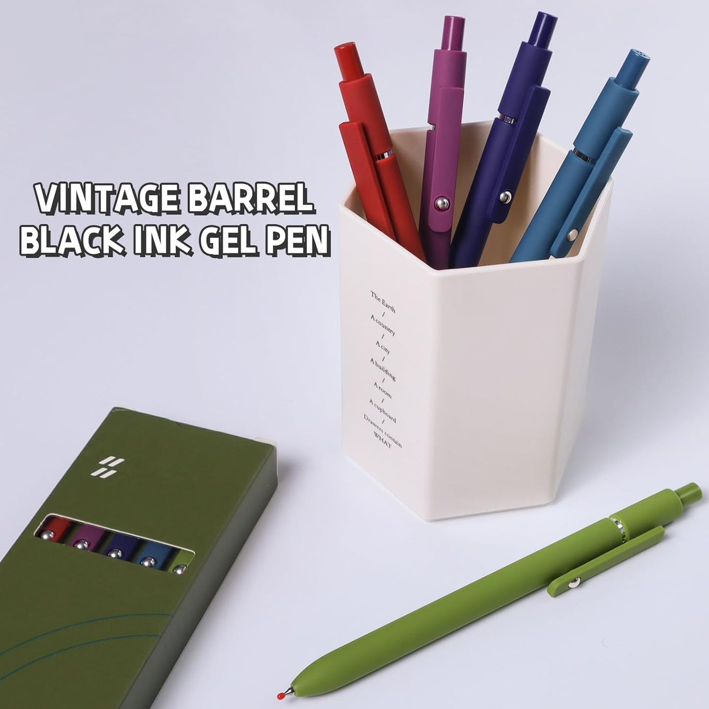 Gel Ink Pens Set, 0.5mm Fine Point Black Ink, Soft Silicone Grip, Retractable Design (10 Pcs Vintage)