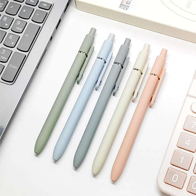 Gel Ink Pens Set, 0.5mm Fine Point Black Ink, Soft Silicone Grip, Retractable Design (10 Pcs Morandi)