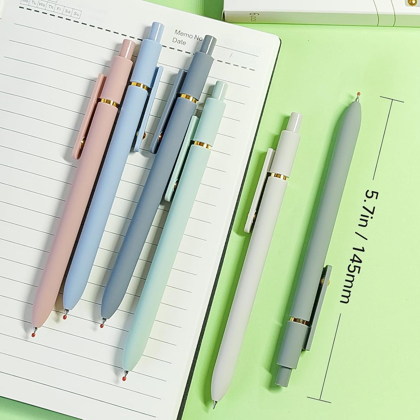 Gel Ink Pens Set, 0.5mm Fine Point Black Ink, Soft Silicone Grip, Retractable Design (6 Pcs Gold Morandi)