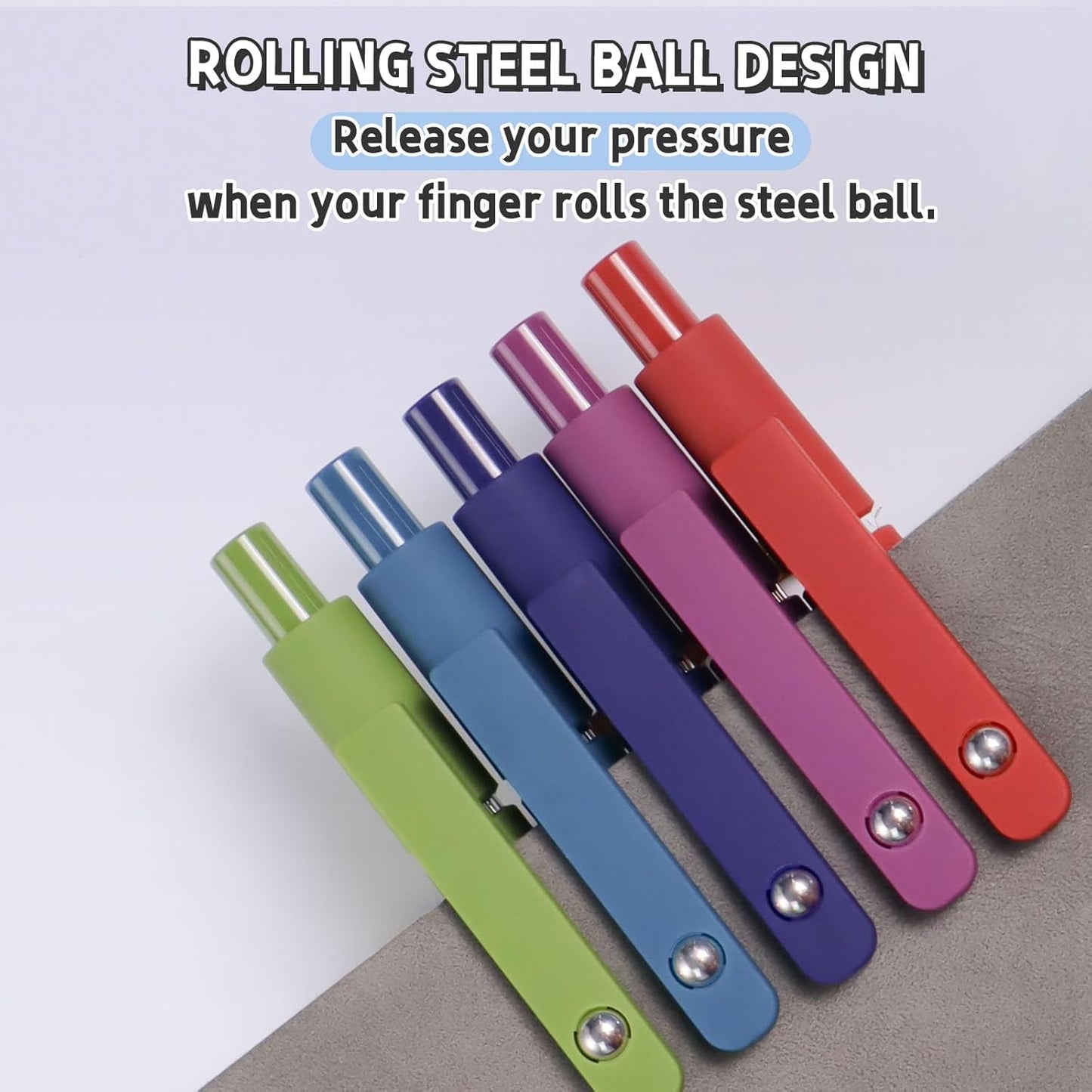 Gel Ink Pens Set, 0.5mm Fine Point Black Ink, Soft Silicone Grip, Retractable Design (5 Pcs Morandi)