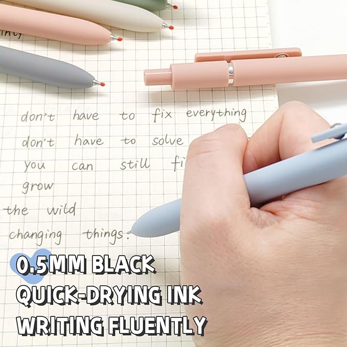 Gel Ink Pens Set, 0.5mm Fine Point Black Ink, Soft Silicone Grip, Retractable Design (10 Pcs Morandi)