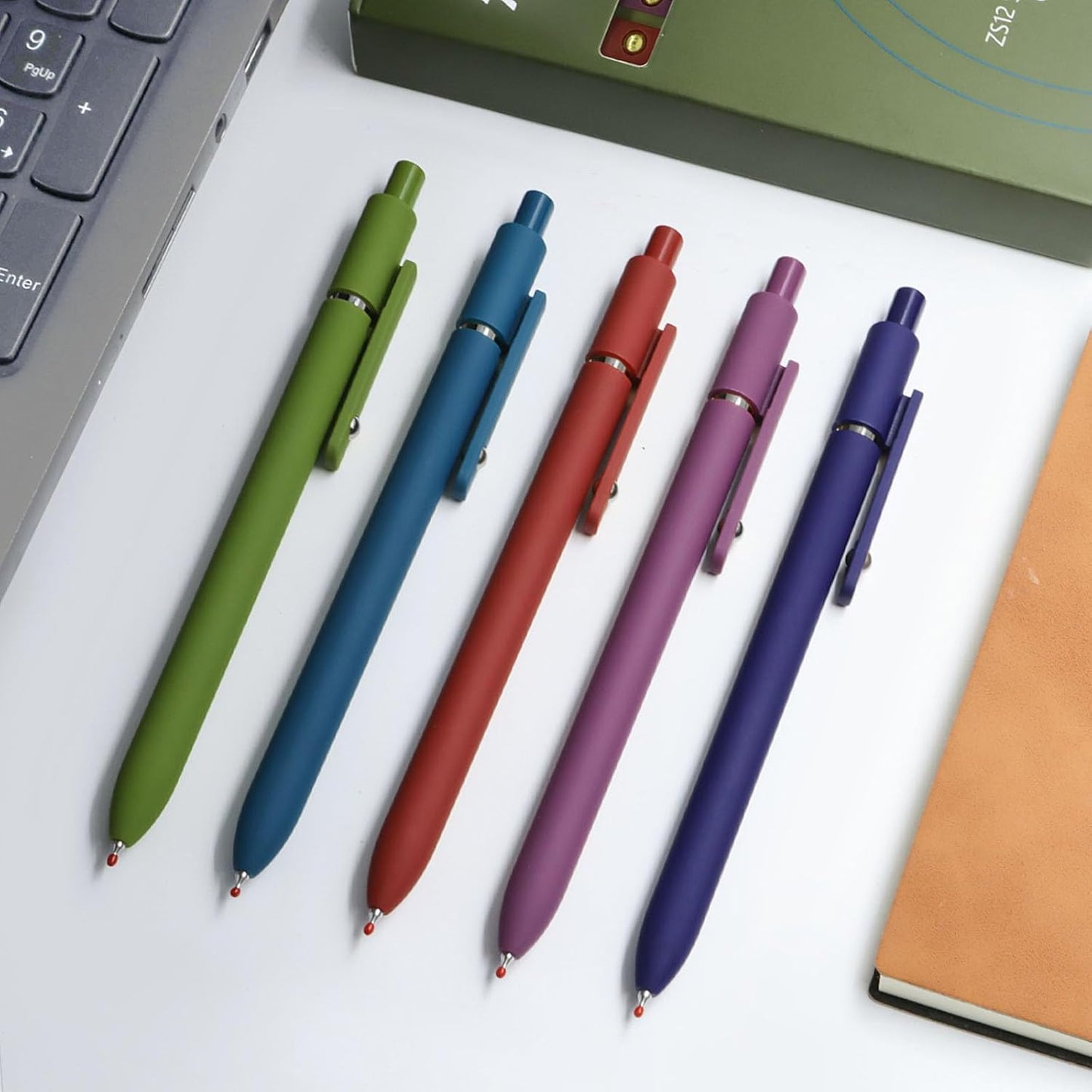 Gel Ink Pens Set, 0.5mm Fine Point Black Ink, Soft Silicone Grip, Retractable Design (5 Pcs Morandi)