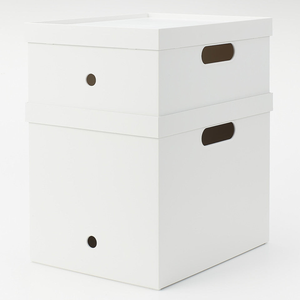 PP File Box White Grey 25x32x12cm