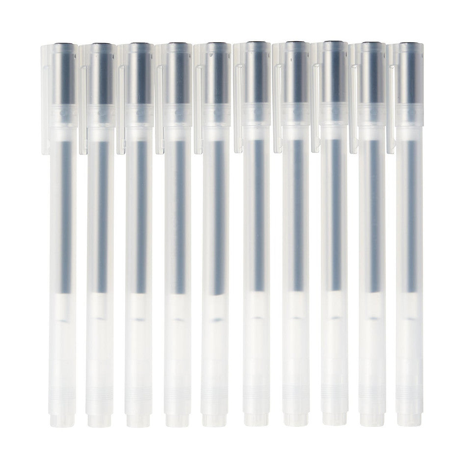 Set of 10 Gel Pens with Caps – 0.38 mm Tip