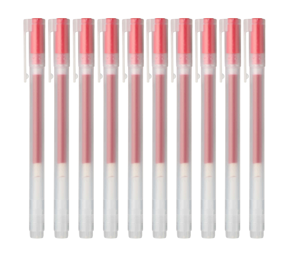 Set of 10 Gel Pens with Caps – 0.38 mm Tip