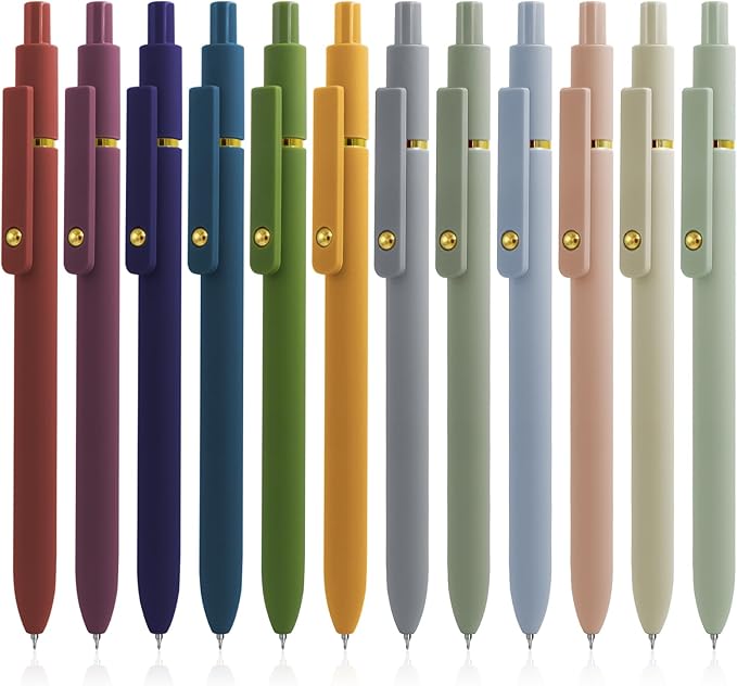 Gel Ink Pens Set 0.5mm – 12 Pcs Gold Morandi and Vintage Collection