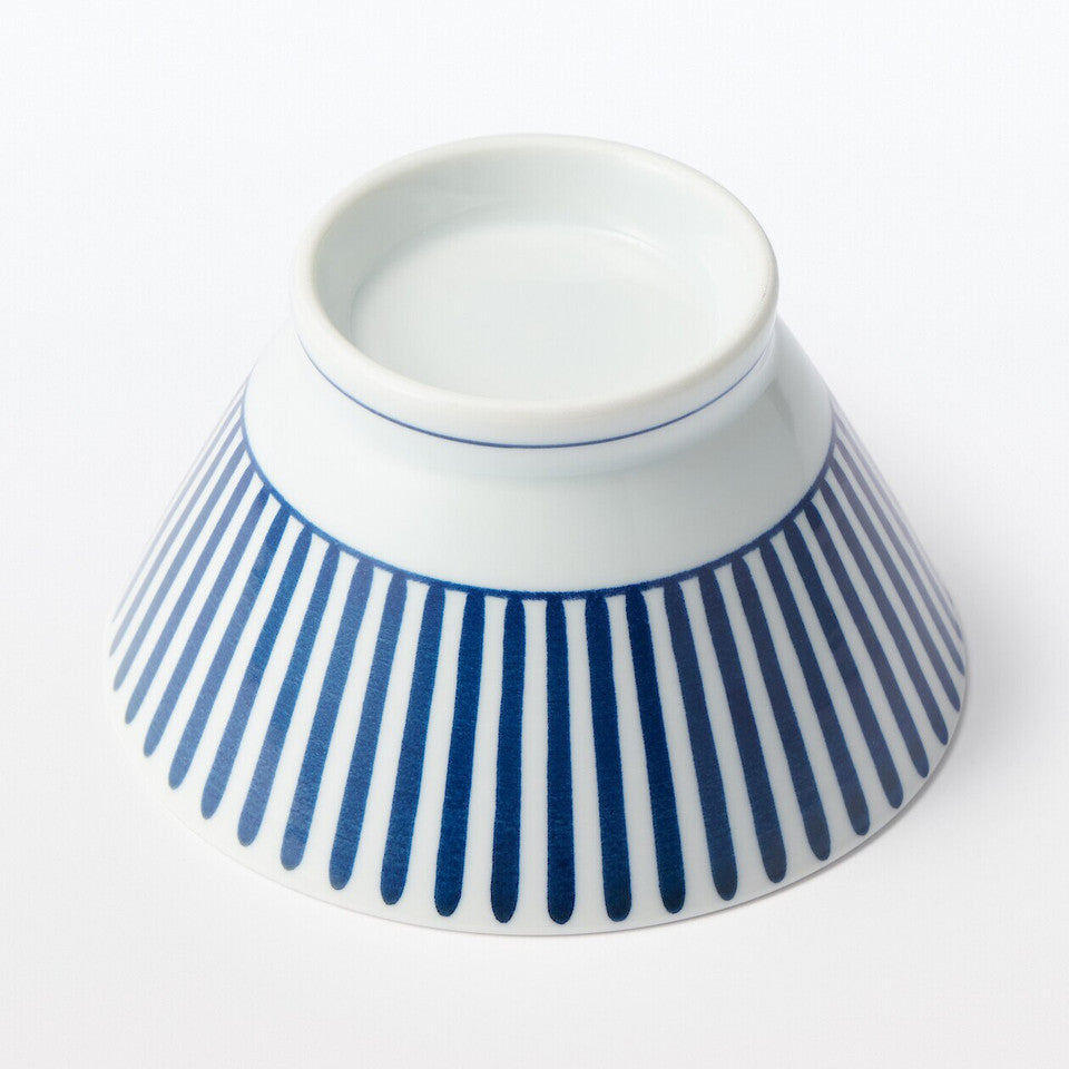 Hasami Ware Porcelain Rice Bowl‐ Fan Stripe
