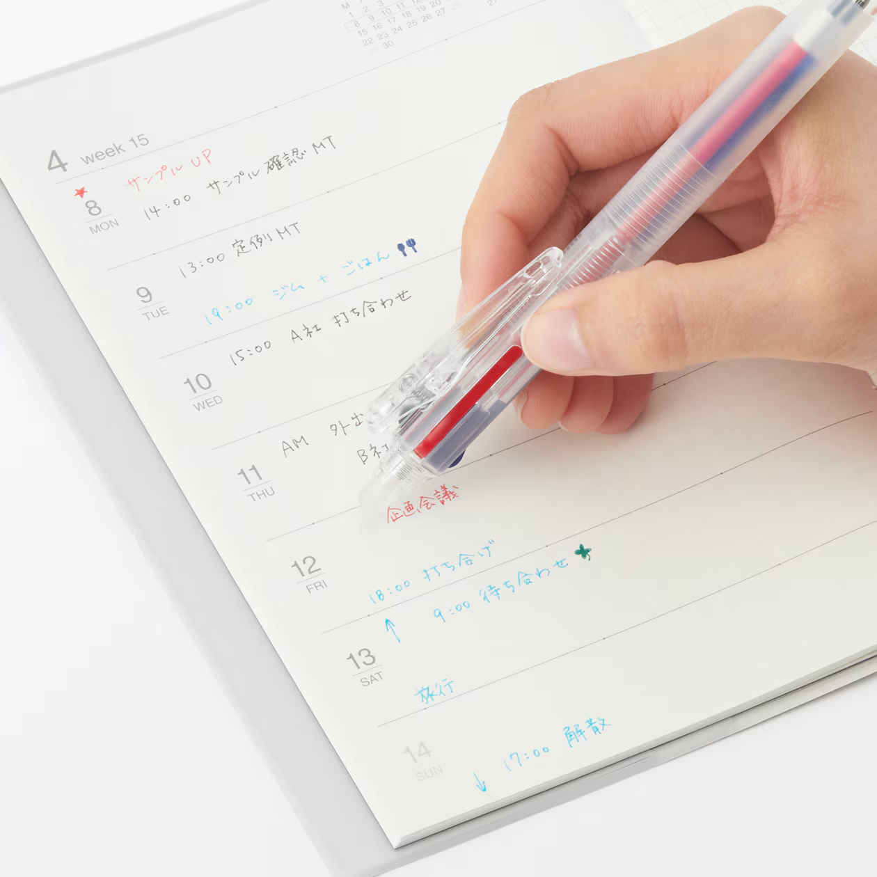 Erasable 3-Colour Ballpoint Pen, 0.38mm Tip, Knock-Style with 3 Colours