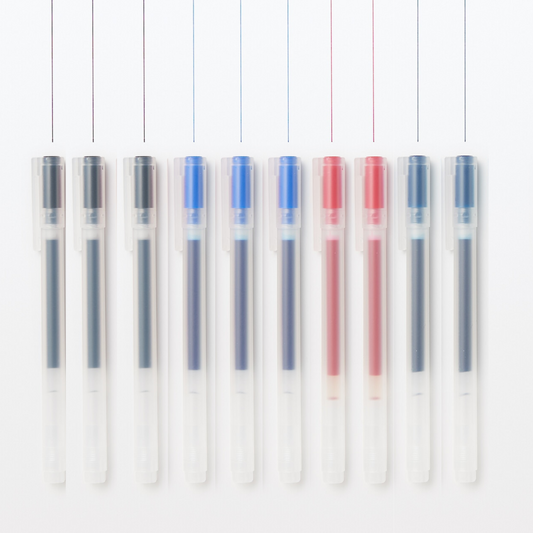 Coloured Gel Pen with Cap – Mixed Set of 10 (Black, Blue, Red, Navy)