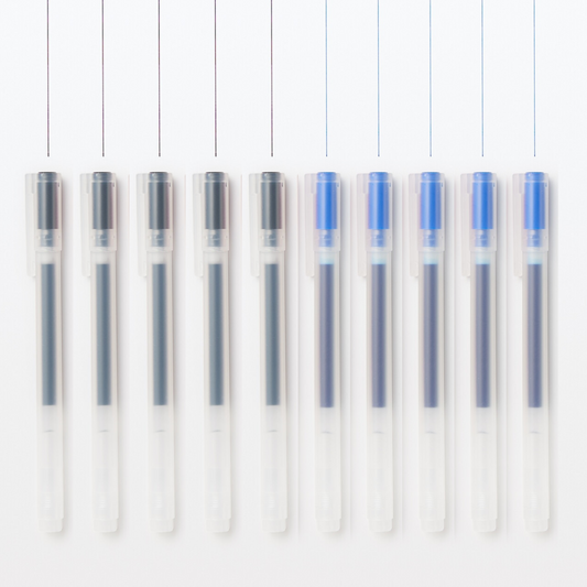 Coloured Gel Pen with Cap – Set of 10 (5 Black & 5 Blue)