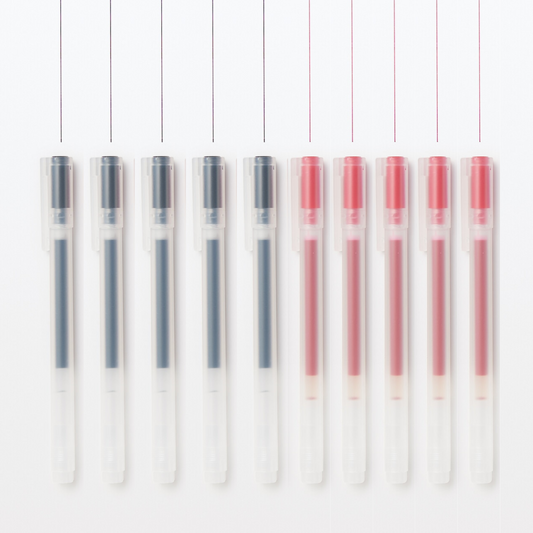Coloured Gel Pen with Cap – Set of 10 (5 Black & 5 Red)
