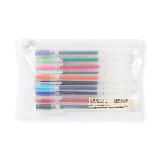 Gel Ink Ballpoint Cap Type Pen - Set of 10 (0.5) Colour