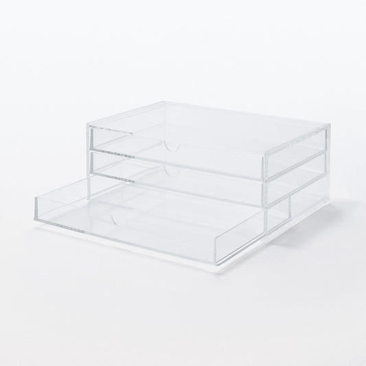 Acrylic Case - 3 Drawers - Wide