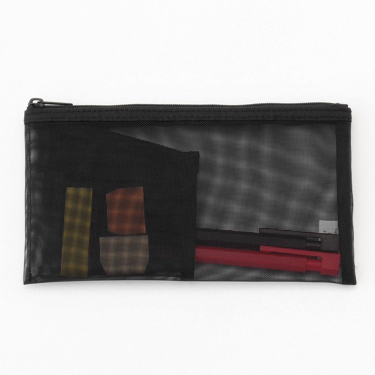NYLON PEN CASE WITH POCKET BLACK
