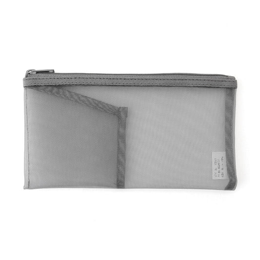 NYLON MESH PEN CASE WITH POCKET approx. 8*17 / Grey