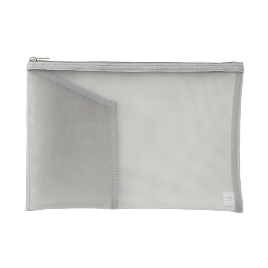 NYLON POUCH WITH POCKET GREY A5