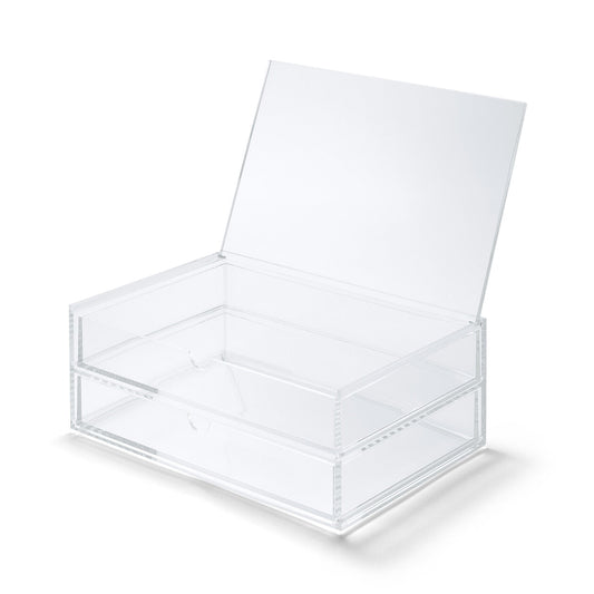 STACKABLE ACRYLIC FLIP TOP BOX - 2 DRAWER - WIDE
