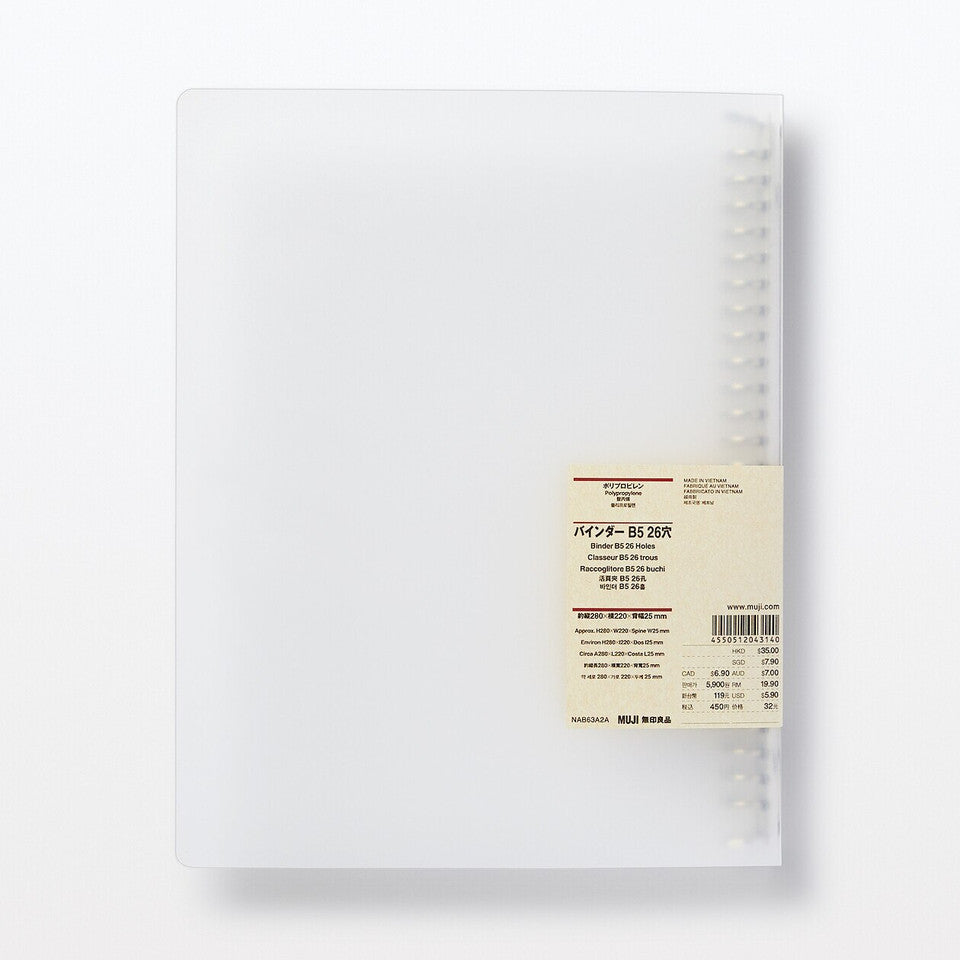Polypropylene binder B5 26 Holes