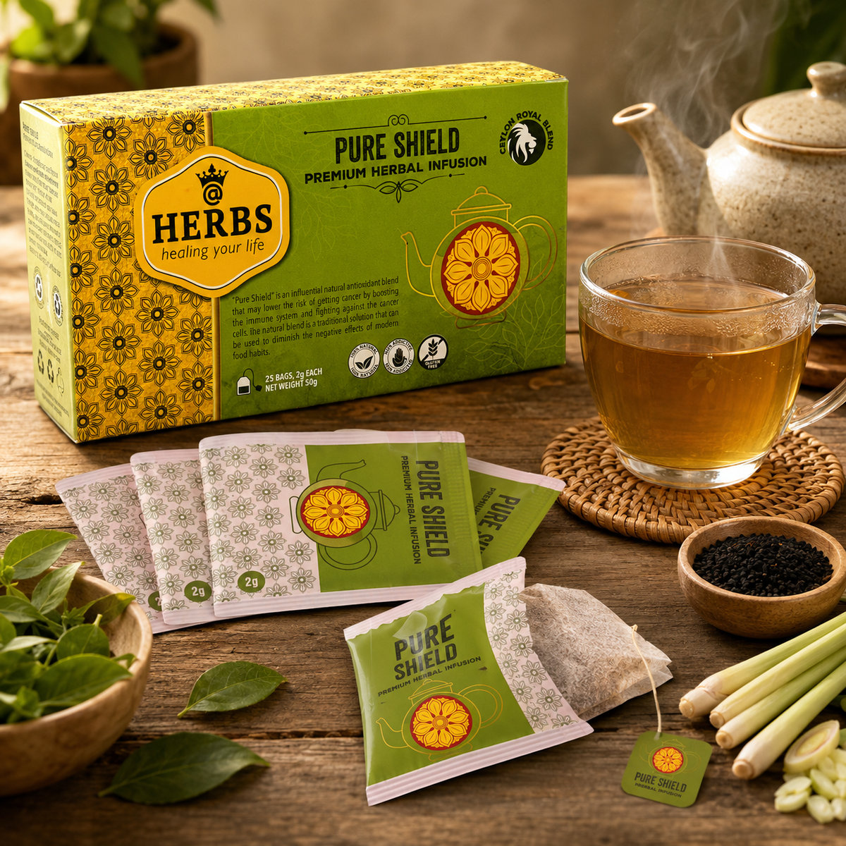 Pure Shield Premium Herbal Infusion – 25 Tea Bags