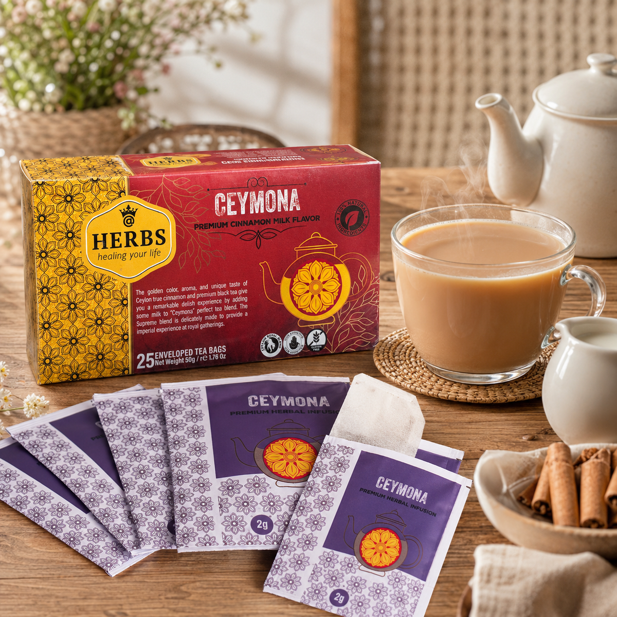 Ceymona Premium Cinnamon Milk Flavour – 25 Tea Bags