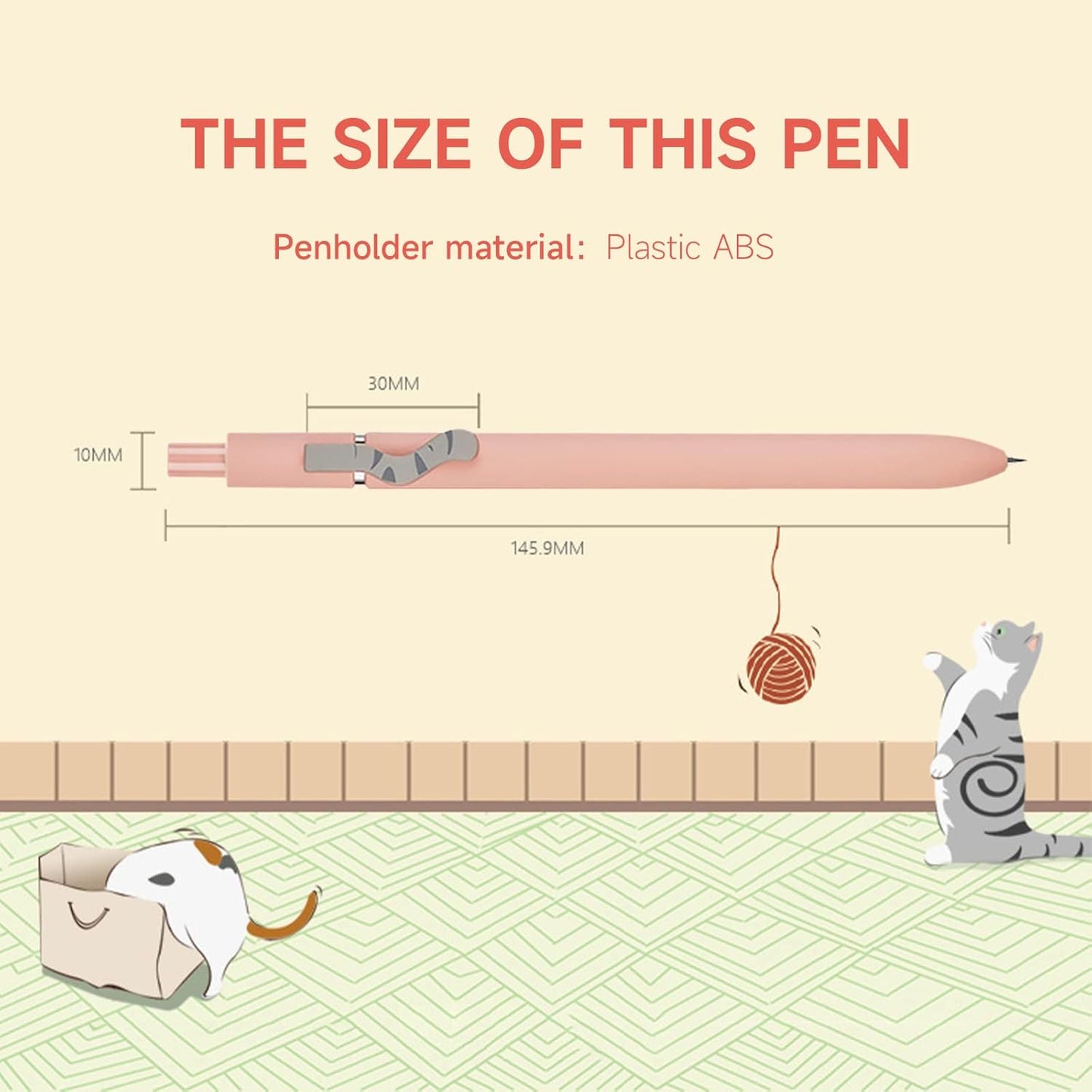 Gel Ink Pens – 0.5mm Fine Point Black Ink | Cat-Themed Pastel Set of 4