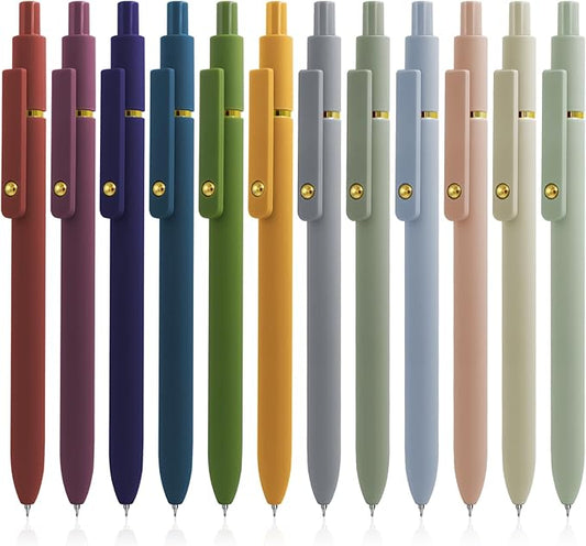 Gel Ink Pens Set 0.5mm – 12 Pcs Gold Morandi and Vintage Collection